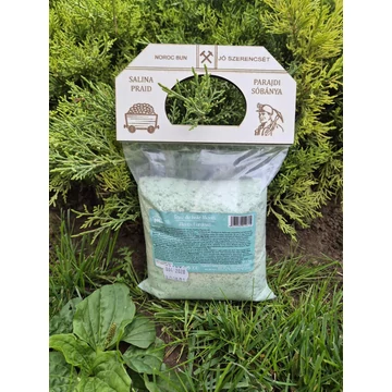 Parajdi fürdősó menta. Autentikus bányabejáratos fatáblával 1 kg