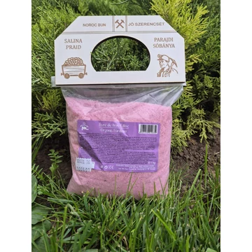 Parajdi fürdősó 1 kg orgona illattal bányabejáratos fatáblával