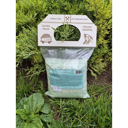 Parajdi fürdősó menta. Autentikus bányabejáratos fatáblával 1 kg